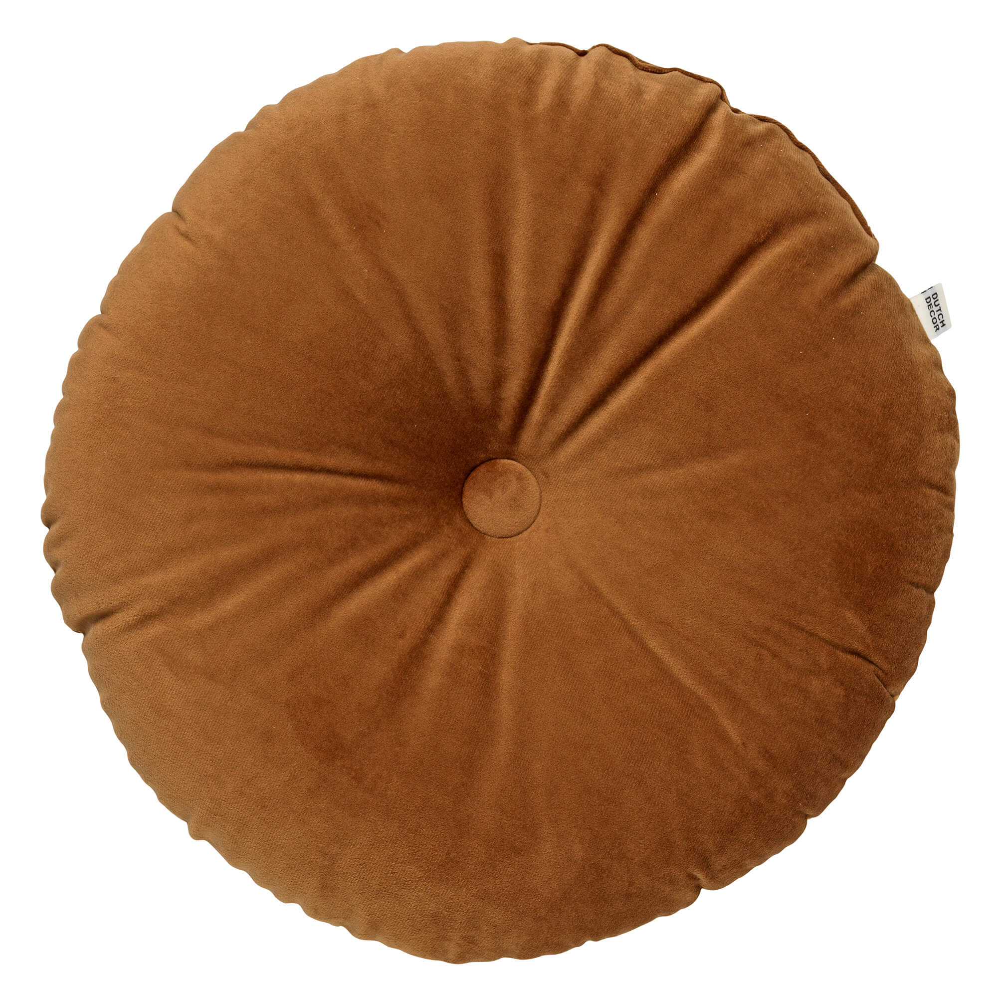 OLLY - sierkussen Ø38 cm - rond velvet - Tobacco Brown - bruin