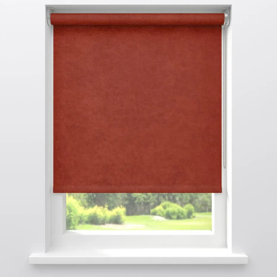 Kwantum Rolgordijnen | Fenstr Rolgordijn Gus Velours  Deels Verduisterend Cognac