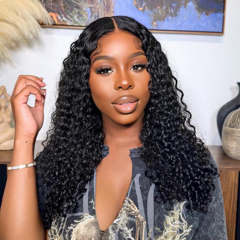 [Clearance Sale] CurlyMe Wear Go Glueless Bleached Knots Water Wave Pre-cut 7x5 HD Lace Hair Wigs Pre-plucked