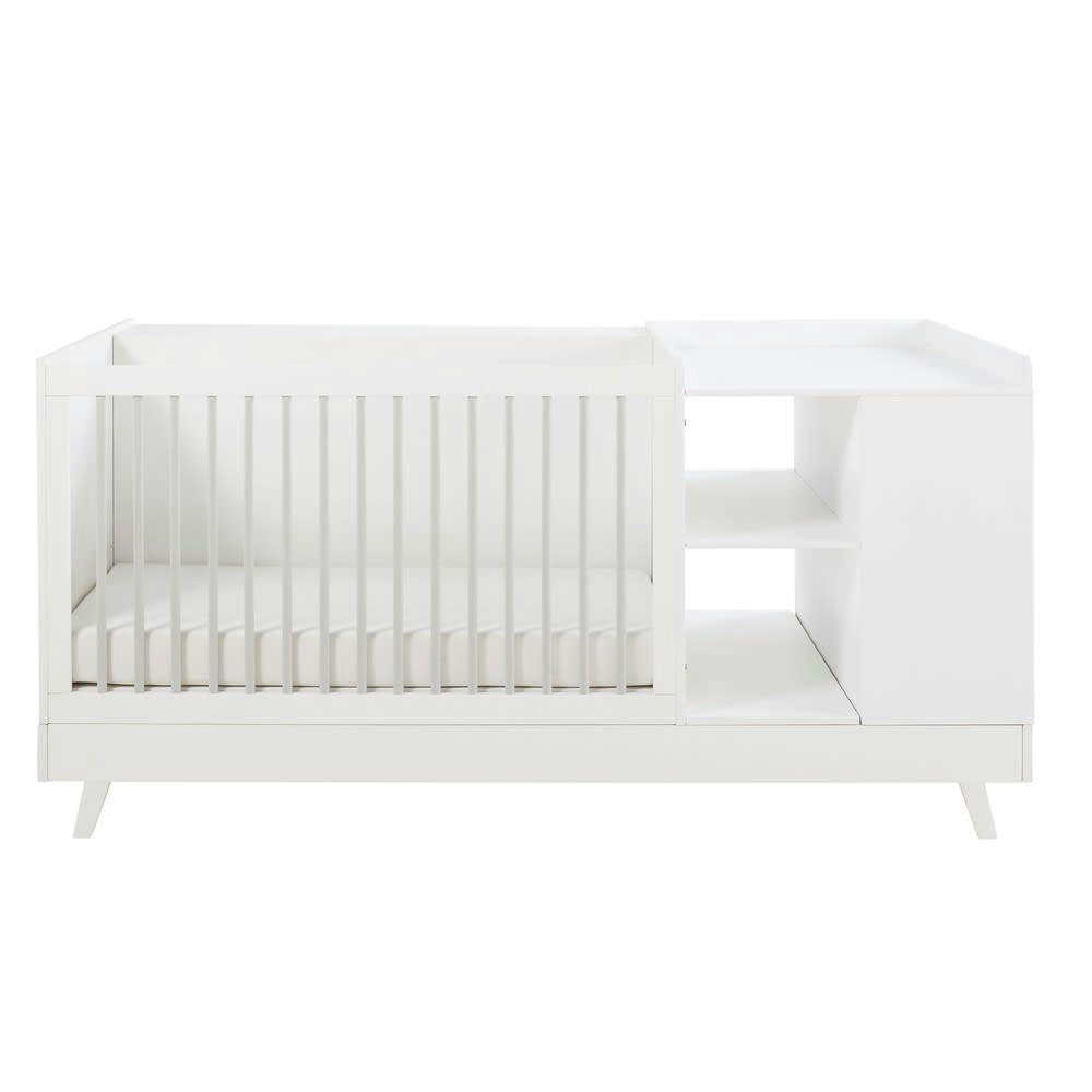 Celeste - Lit bébé combiné blanc et gris L190