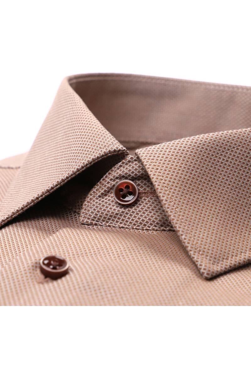 ETERNA Dynamic Cotton Slim Fit Hemd beige-braun, Strukturiert