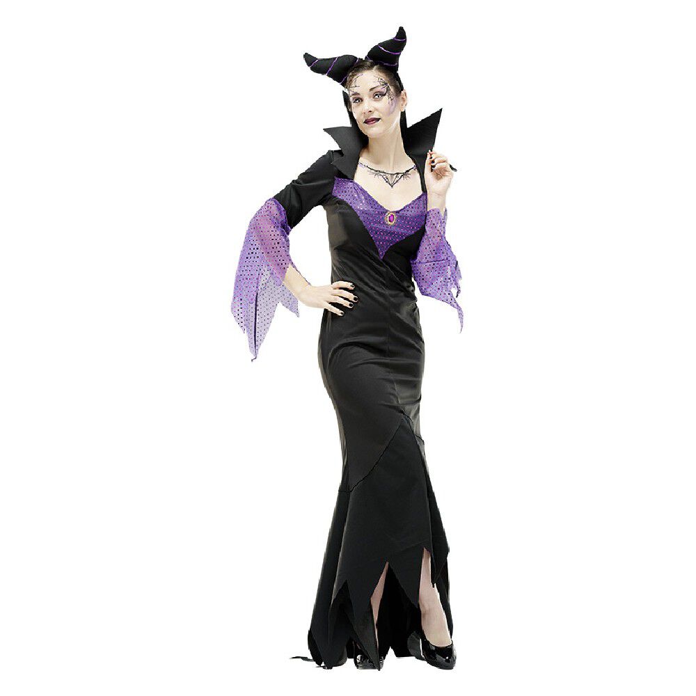 Déguisement adulte Halloween reine maléfique noir violet taille L