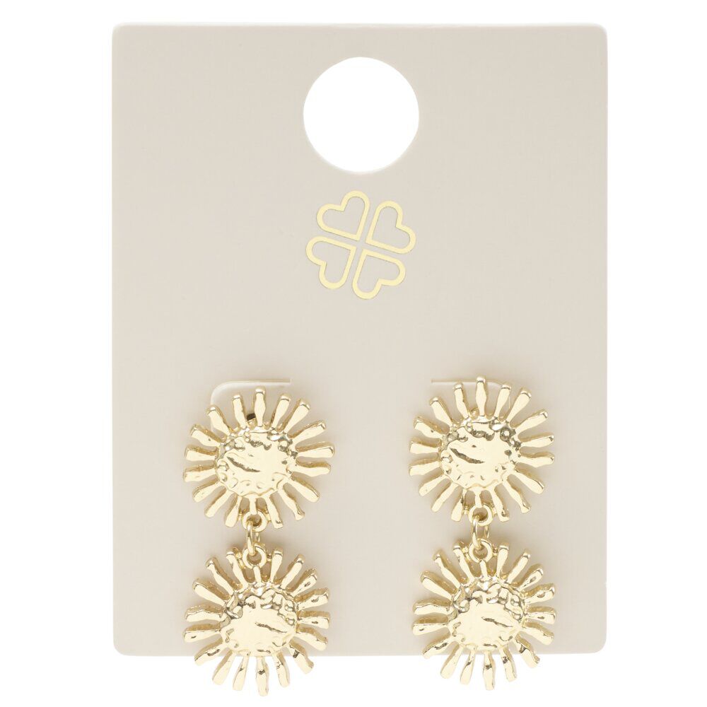 Boucles d'oreilles soleil double zinc doré L3cm