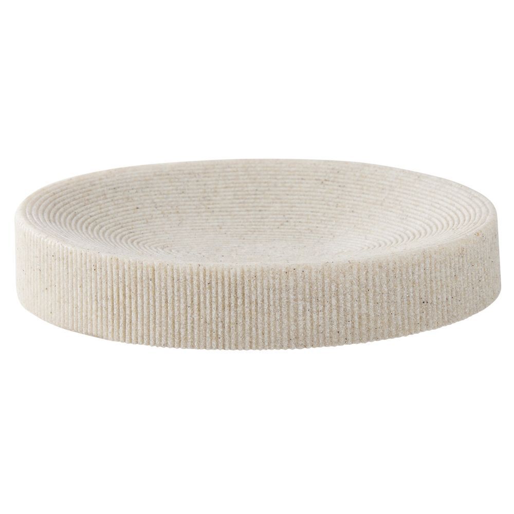 Porte-savon rond plastique beige effet texturé Ø11xH2,5cm