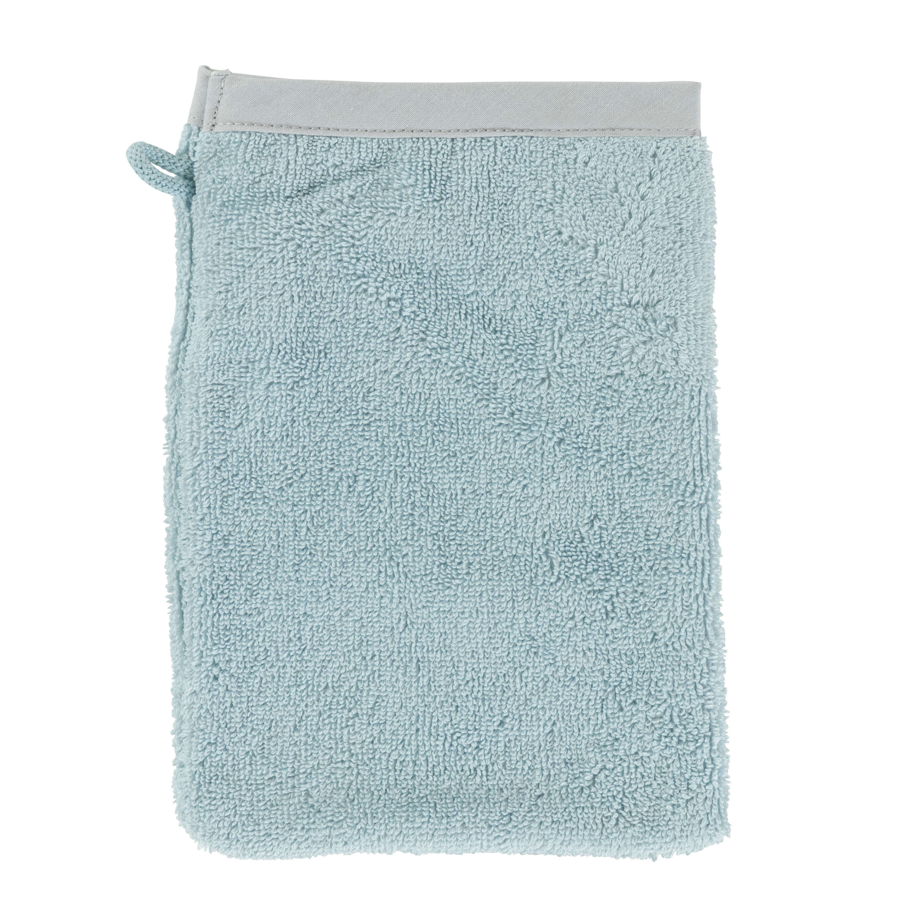 ARTICA - Gant de toilette coton brodé bouclette bleu 15 x 21 cm