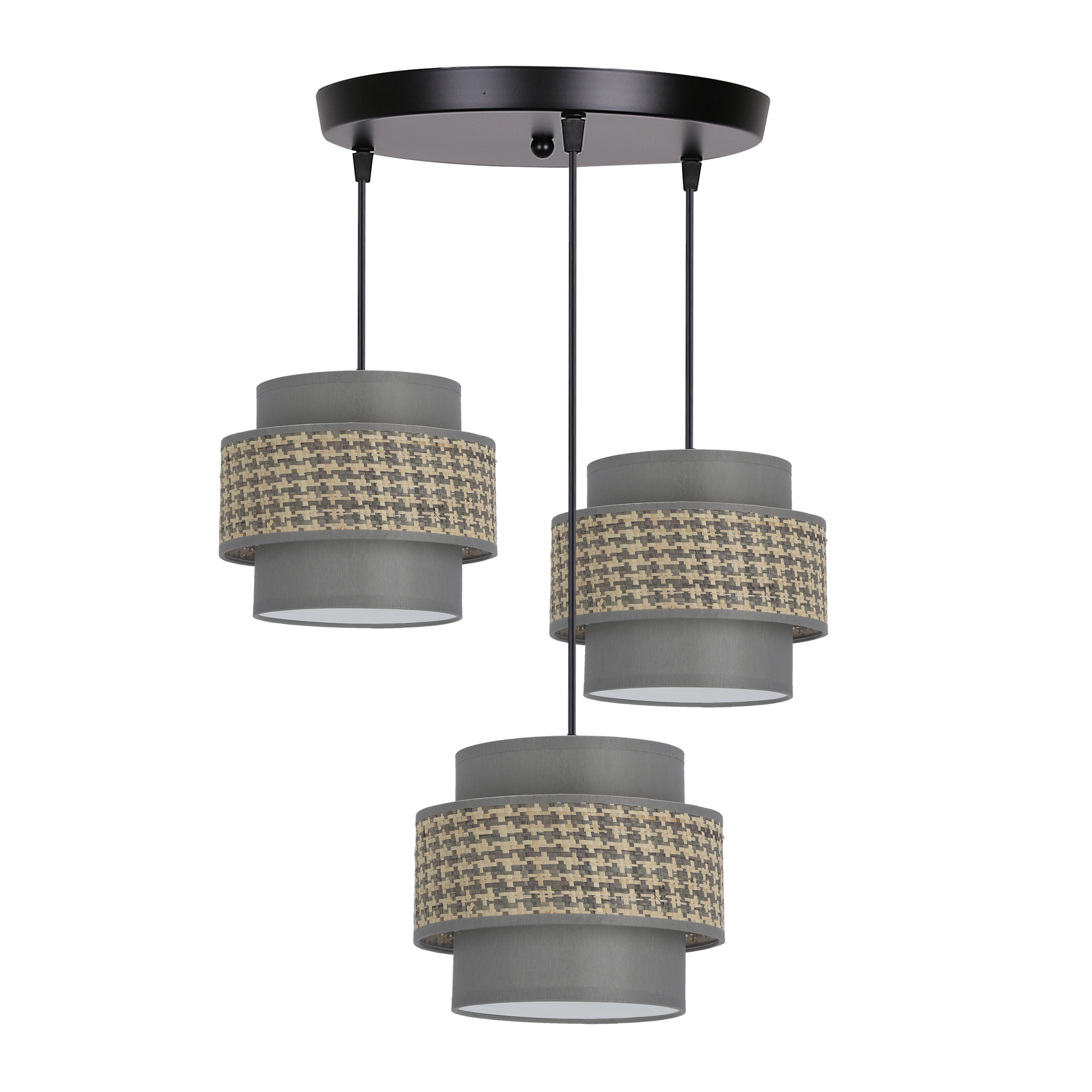 Lampa wisząca Luccia beżowo-grafitowe abażury czarna 3xE27x40W Candellux