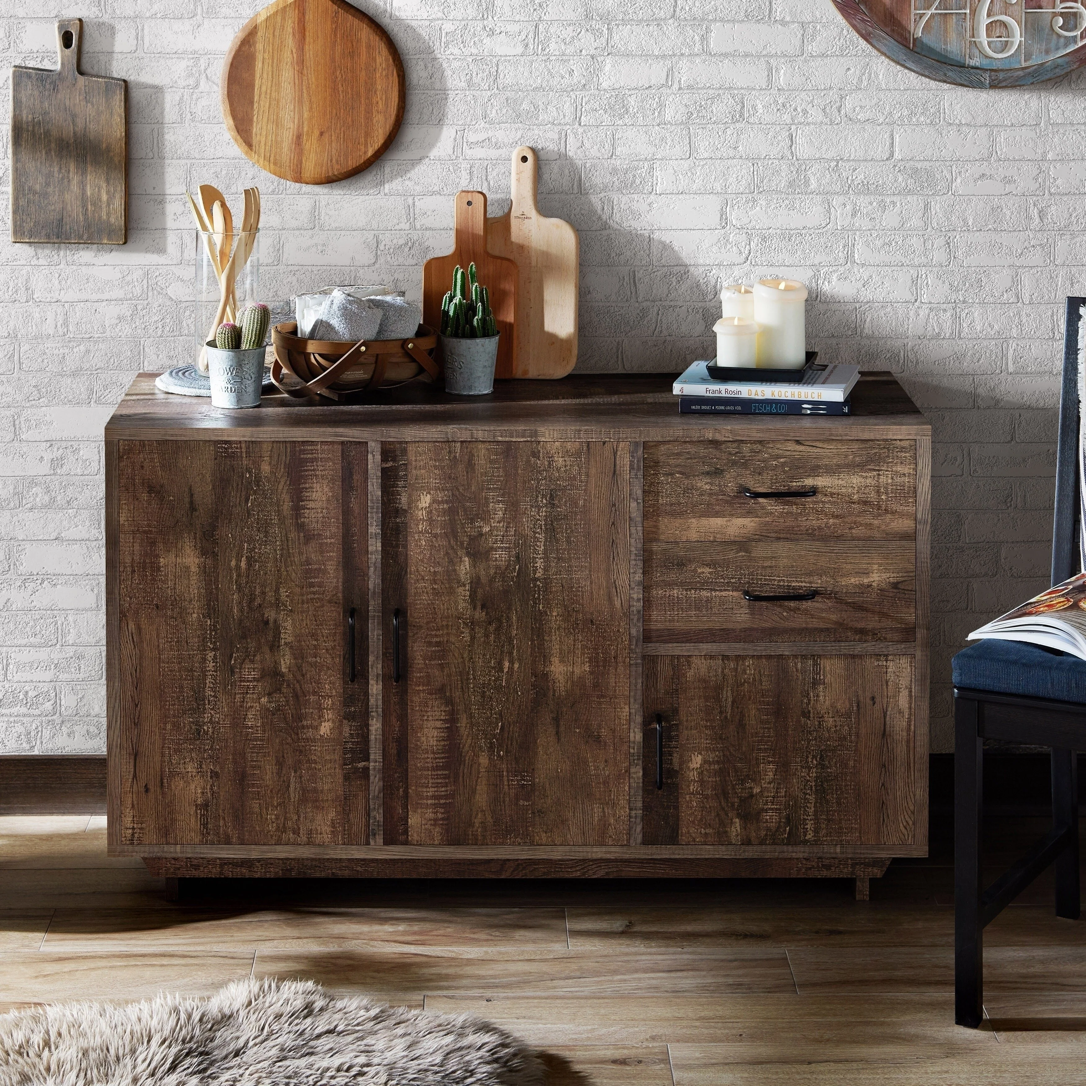 Furniture of America Vell Country Oak 47-inch 2-drawer Rustic Dining Server