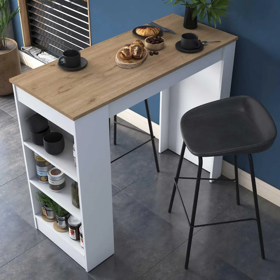 JA103 Keukentafel - 100% MELAMINE - Walnoot, Wit