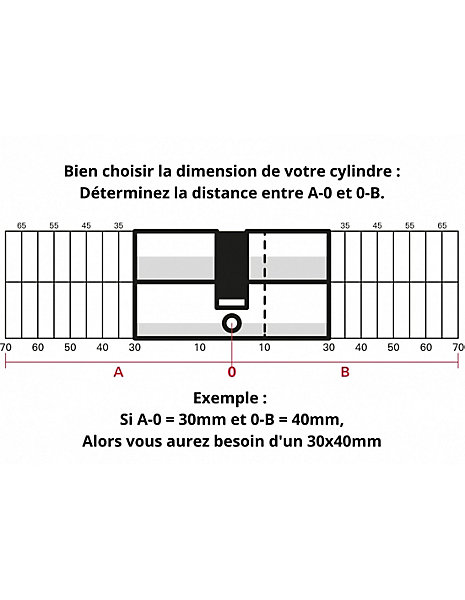Cylindre de serrure à double entrée Ecopro, 40x50mm, laiton, 3 clés - SP