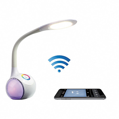 Lampe de bureau LED HP Bluetooth micro intégré blanche