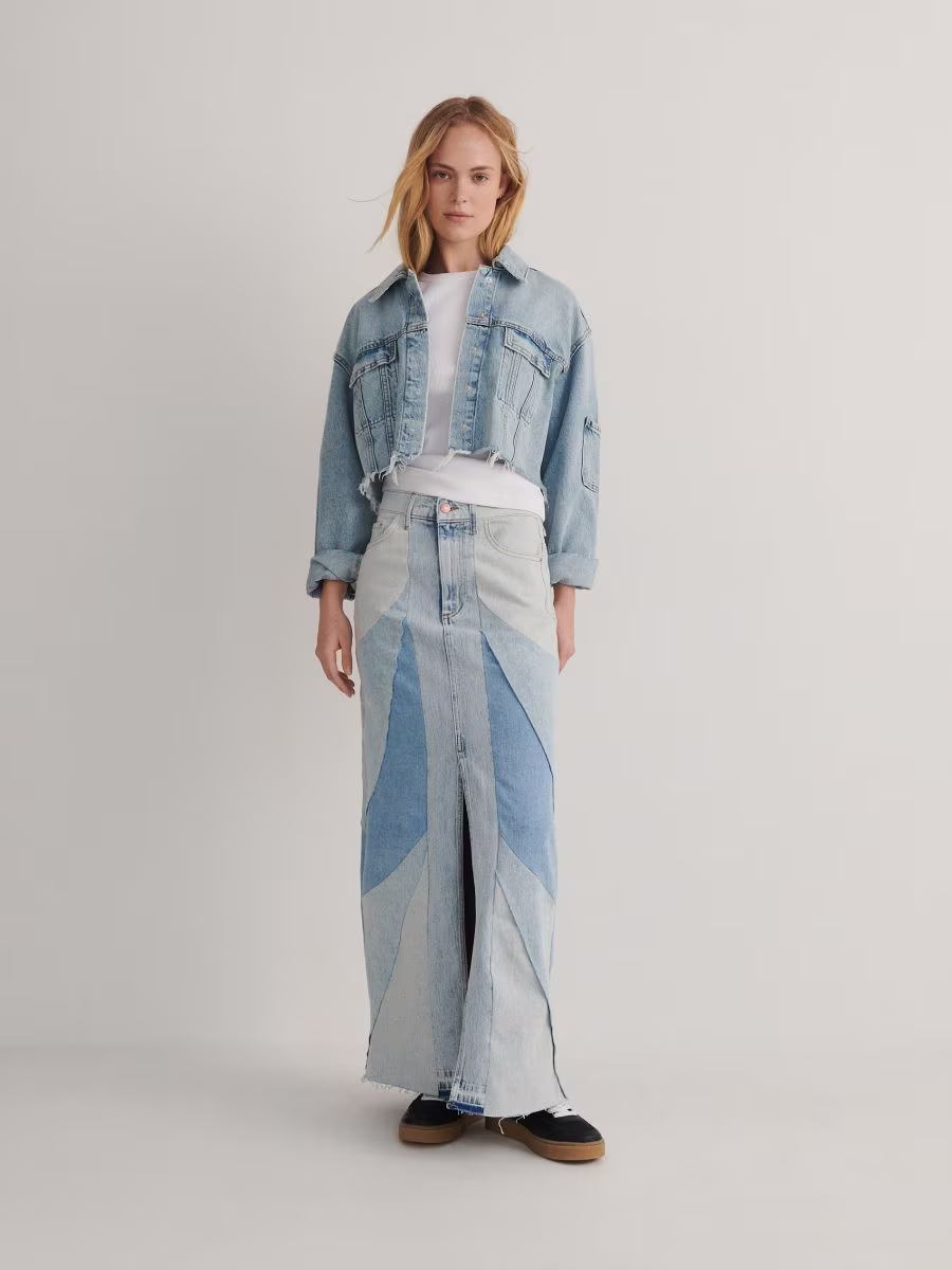 Patchwork Denim Skirt