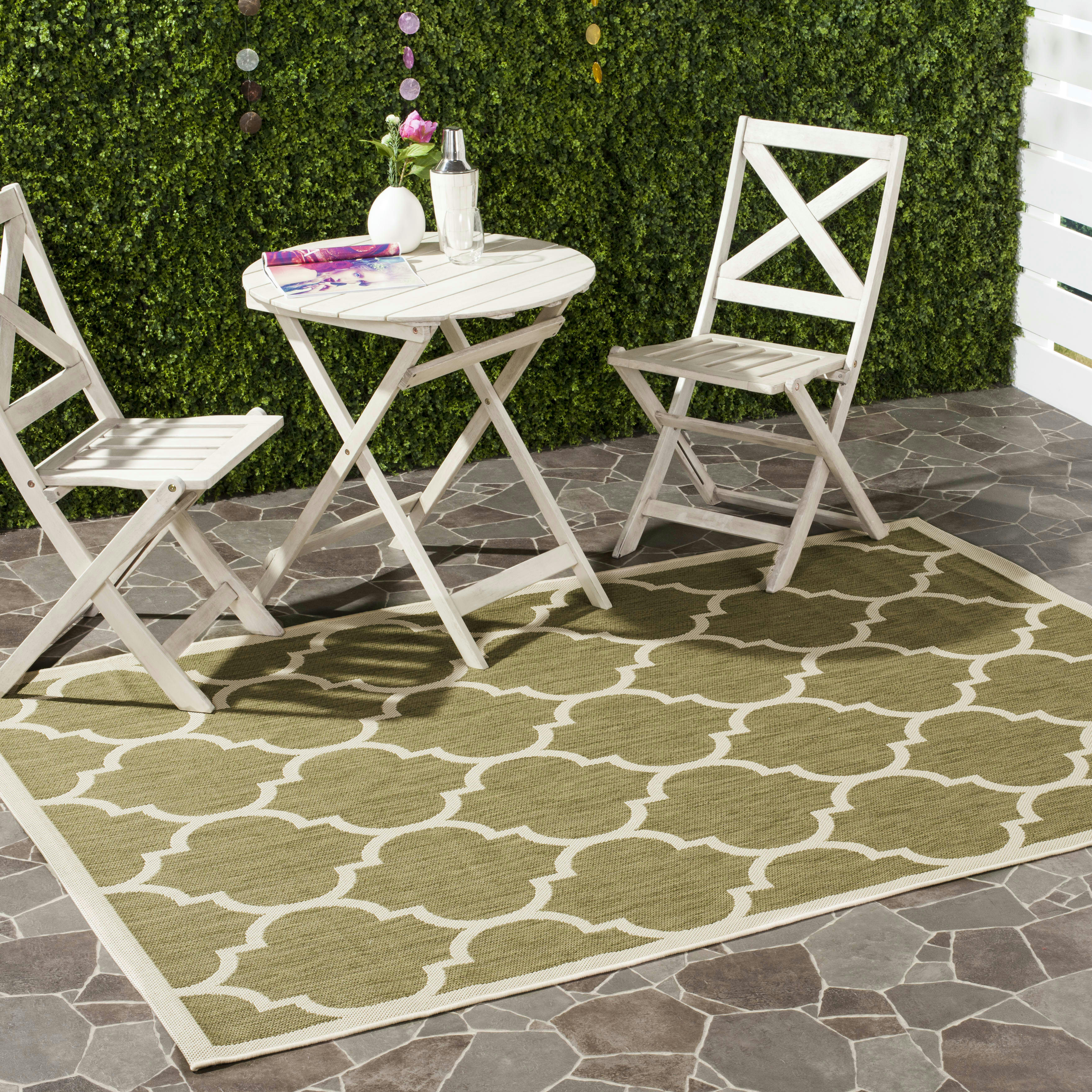 COURTYARD - Tapis interieur & exterieur en vert & beige, 201 x 290 cm