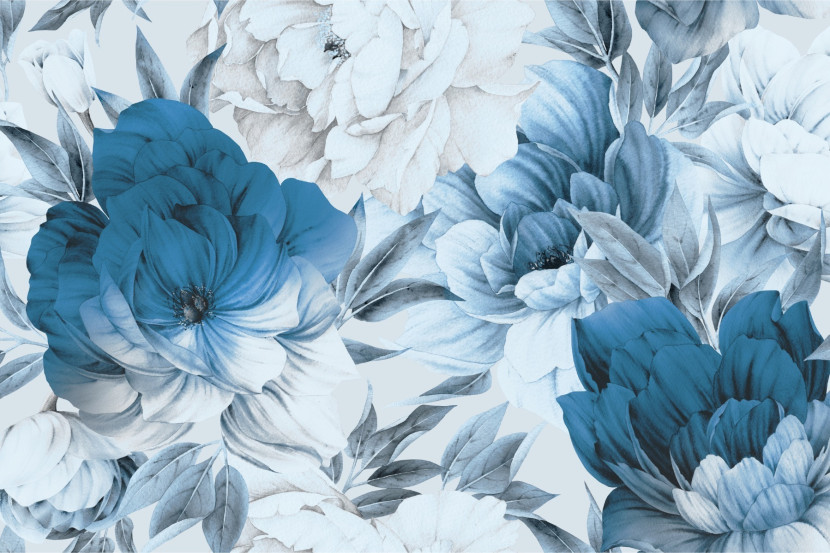 Fototapeta Niebieskie PEONIE Kwiaty Natura 90x60cm