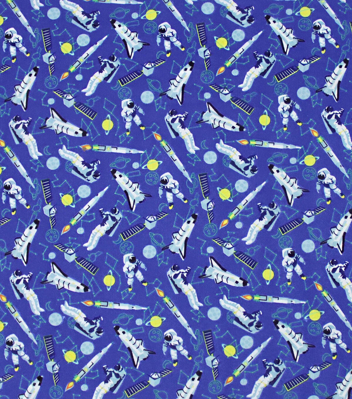 Rocket Ships & Astronauts Super Snuggle Flannel Fabric