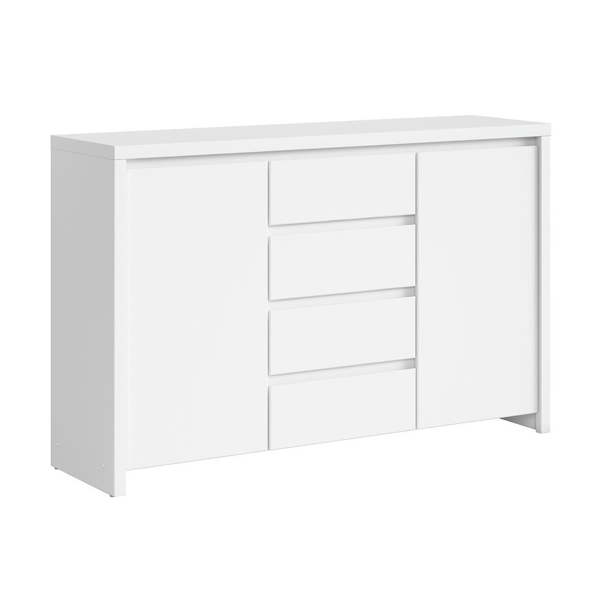 - Buffet 2 portes 4 tiroirs blanc