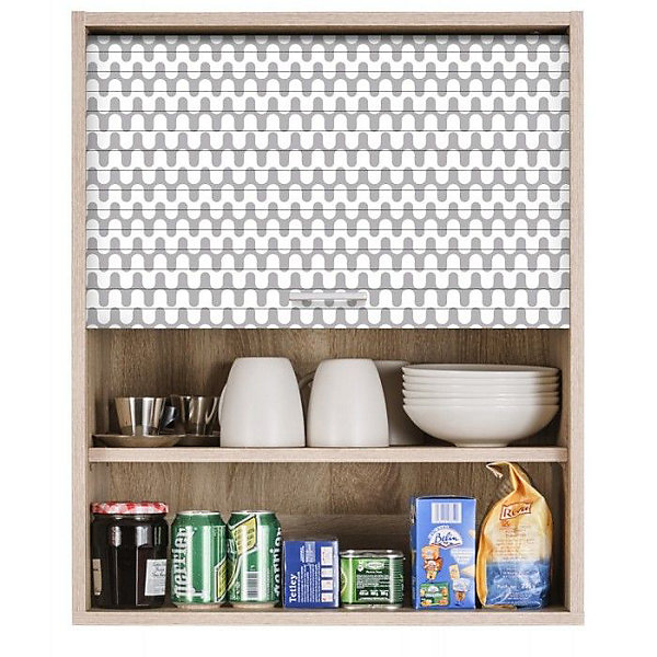 Meuble Cuisine Chêne Façade Décor 2 Etagères Largeur 60 Haut 72 Prof 35 cm - Vagues Grises 810 - L 60 x l 35 x H 72 cm