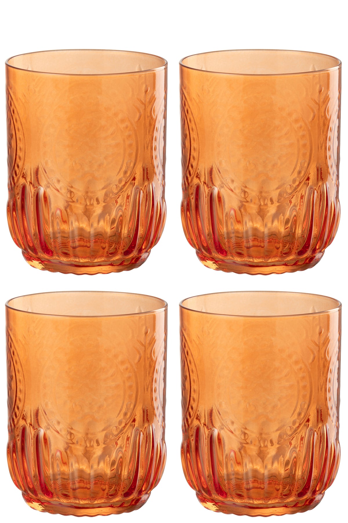 J-Line drinkglas Maya - glas - oranje - giftbox van 4