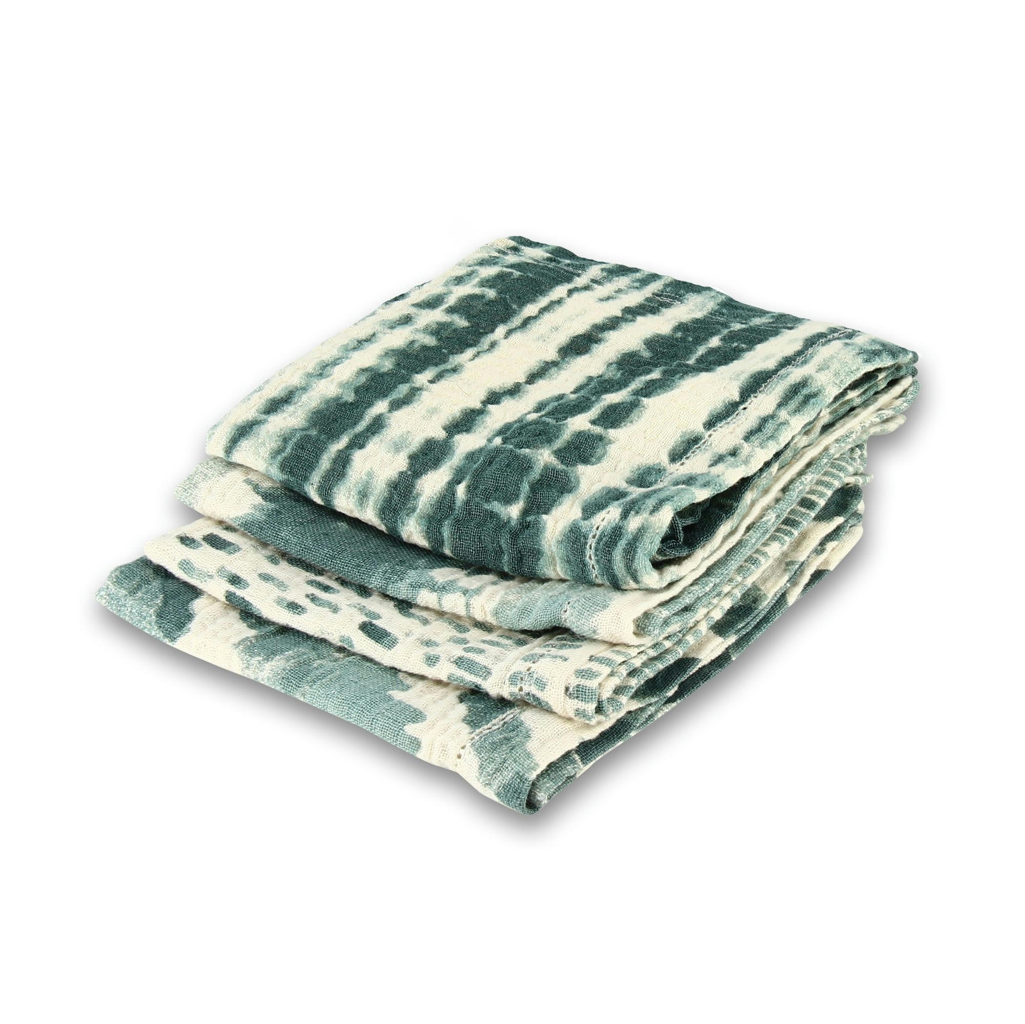 VELHO - Lot de 4 serviettes de table carrées en coton céladon 40cm