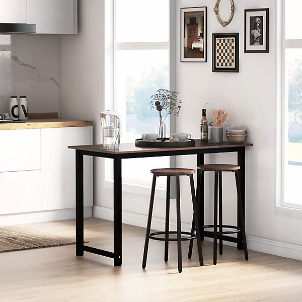 Paire De Tabourets De Bar Style Industriel Brun - Cadre Métal - 42x42x65 Cm