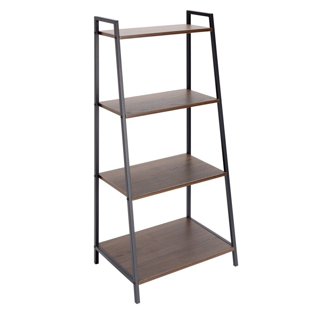 étagère Luffi 4 niveaux métal noir et marron 43x30xH90cm