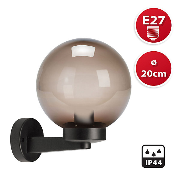 Applique avec sphère pour extérieur en PMMA, 200mm, Culot E27, ambré