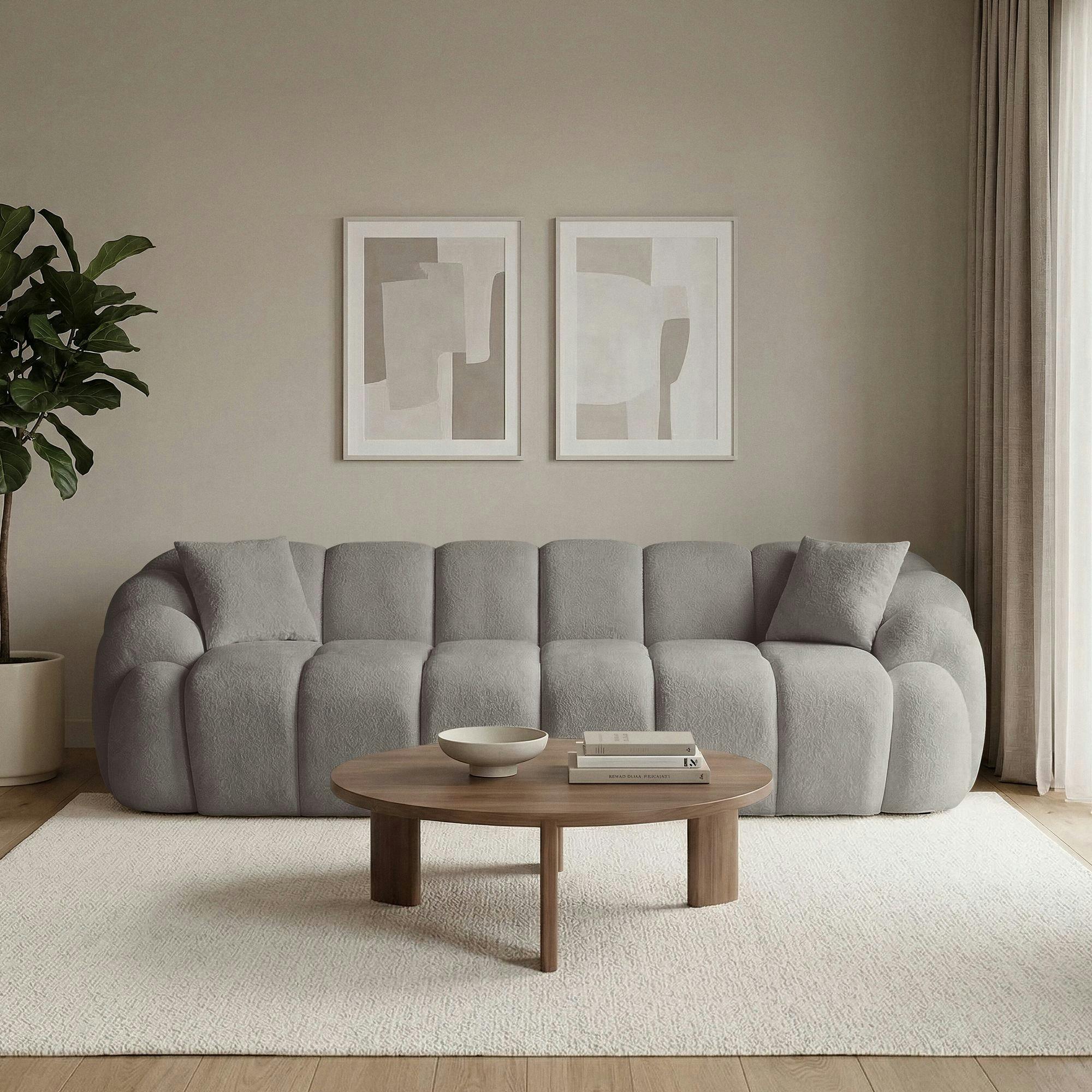 Canapé 4 places gris design arrondi ONDA