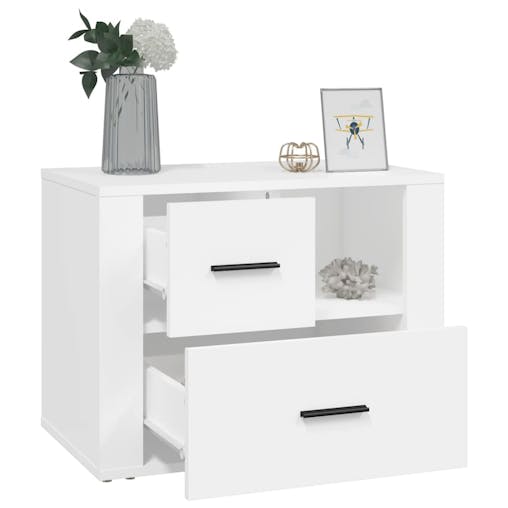 NNEVL Bedside Cabinet White 60x36x45 cm Engineered Wood