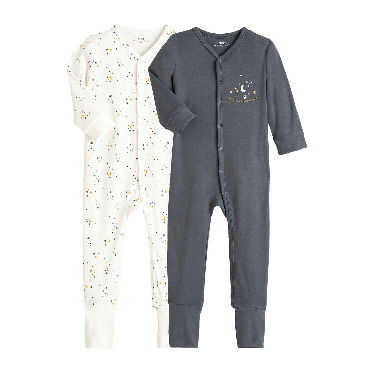 Lot de 2 pyjamas 1 pièce coton bio