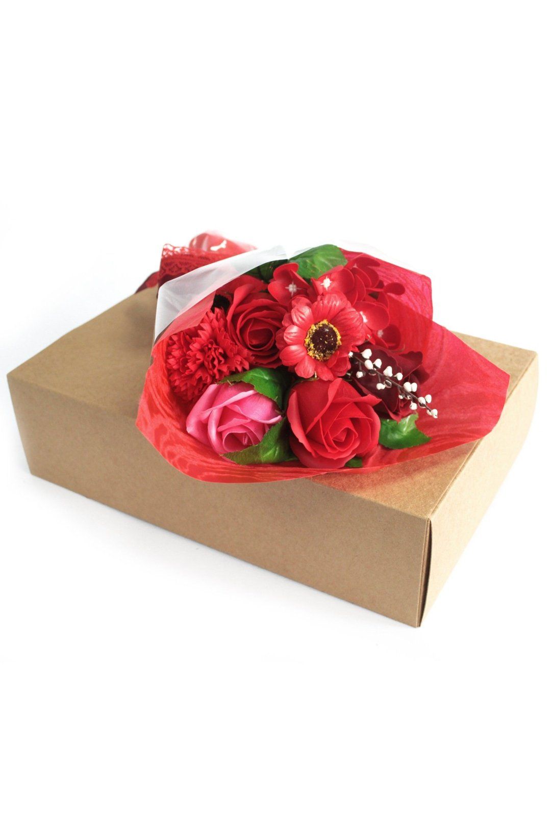 KDMD Boxed Hand Soap Flower Bouquet - Scented Bath Roses & Carnations Gift