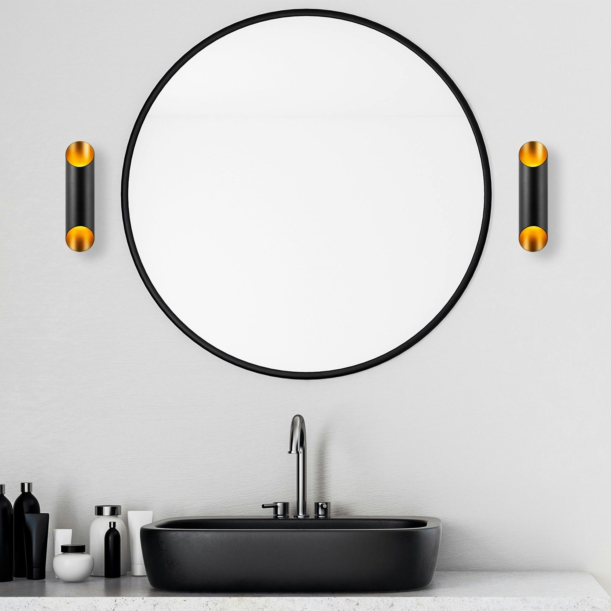Applique murale design noire, abat-jour cylindrique SINOP