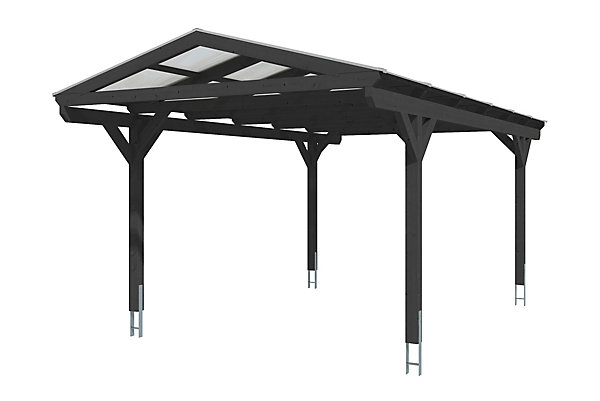Carport SKAN HOLZ Westerwald 362x648, bois lamellé-collé, traitement coloré anthracite