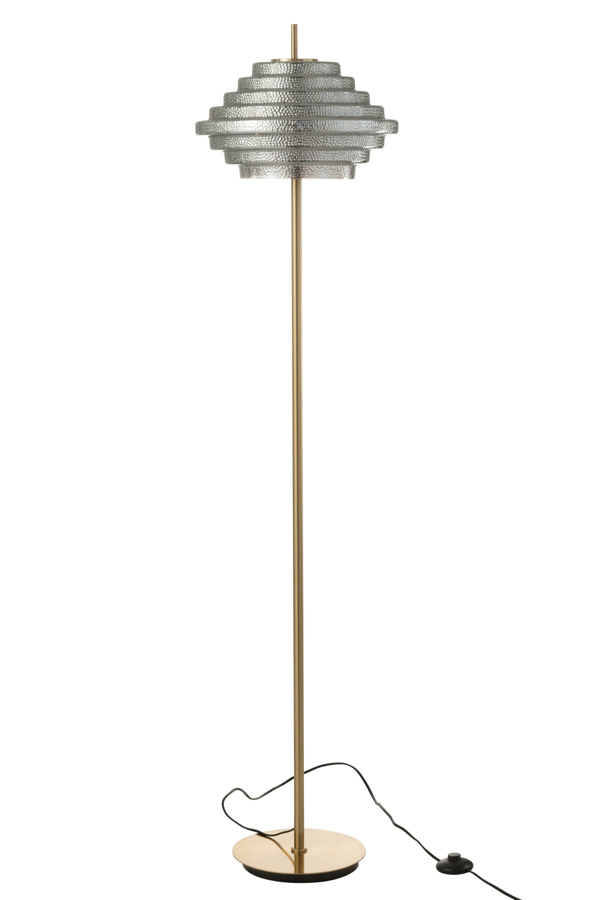 J-Line vloerlamp - metaal/glas - goud - LED lichtjes