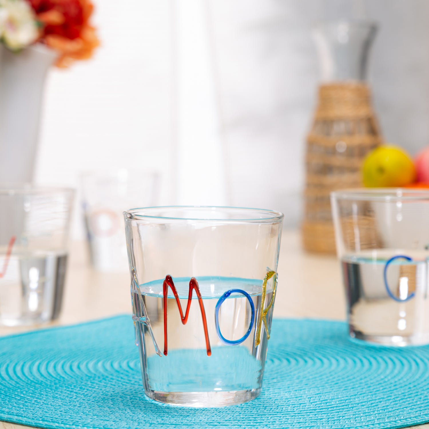 Bicchiere scritta Amore in vetro borosilicato, da 380 ml