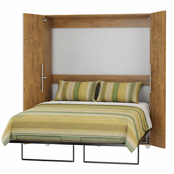 Armoire Lit escamotable Vertical 160x200 cm Chêne foncé avec porte Lit Mural Todor