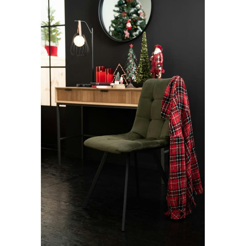 MORGAN - Chaise textile vert foncé et métal