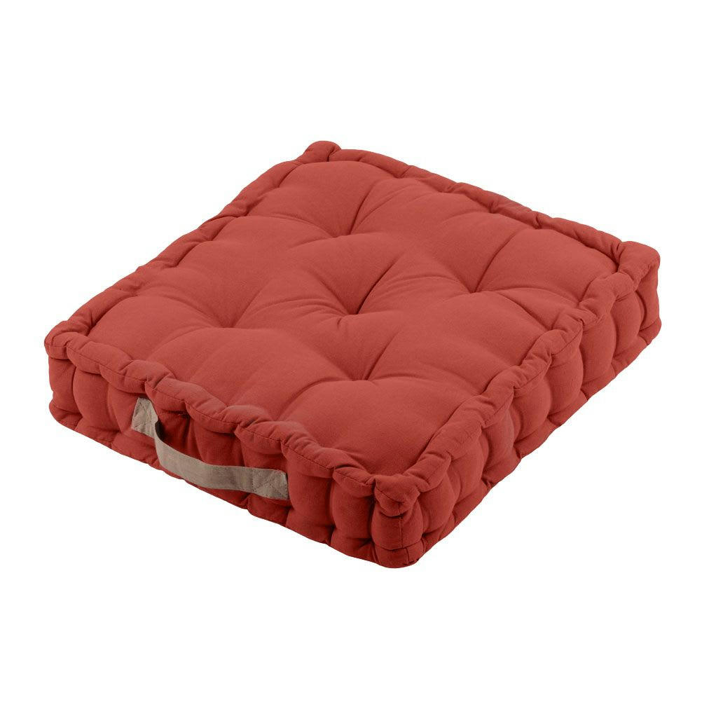 UNI - Coussin de sol épais en coton terracotta 45x45
