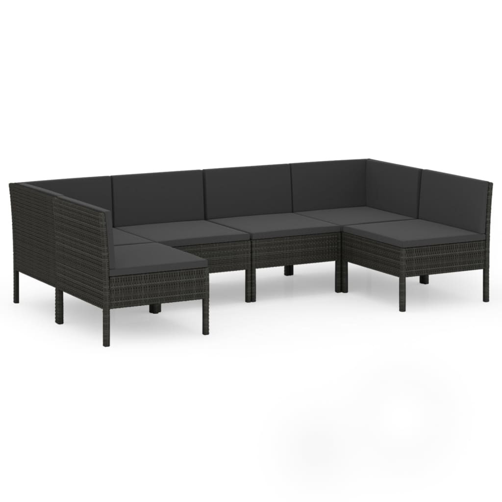 Zestaw wypoczynkowy do ogrodu Czarny Technorattan 2x narożna   4x sofa