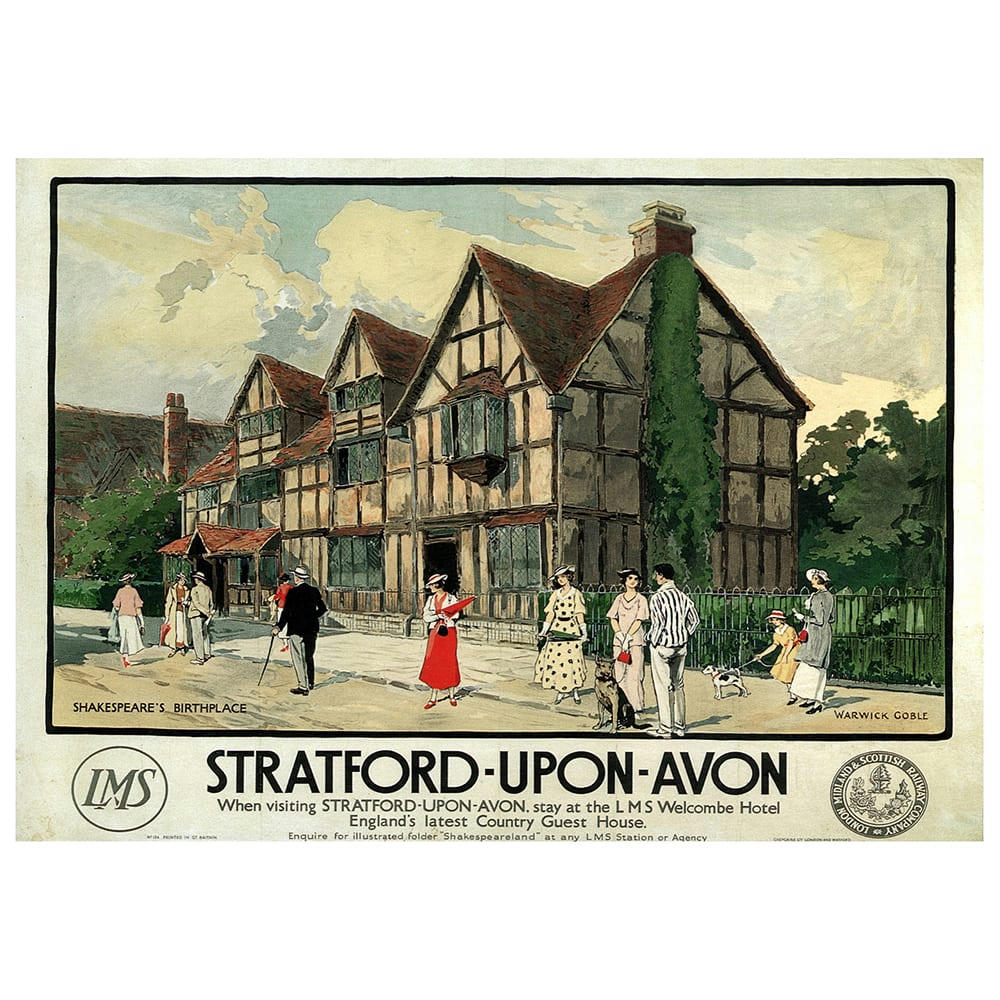 - Tableau affiche touristique vintage Stratford-Upon-Avon 50x70cm