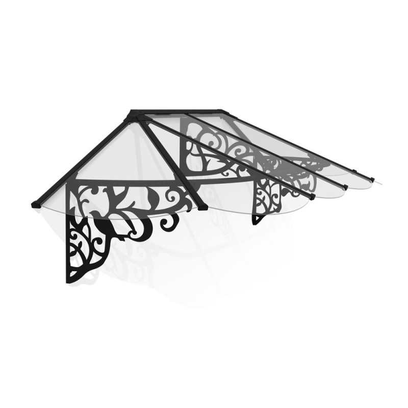 Marquise de porte Lily noire 267 x 88 cm CANOPIA