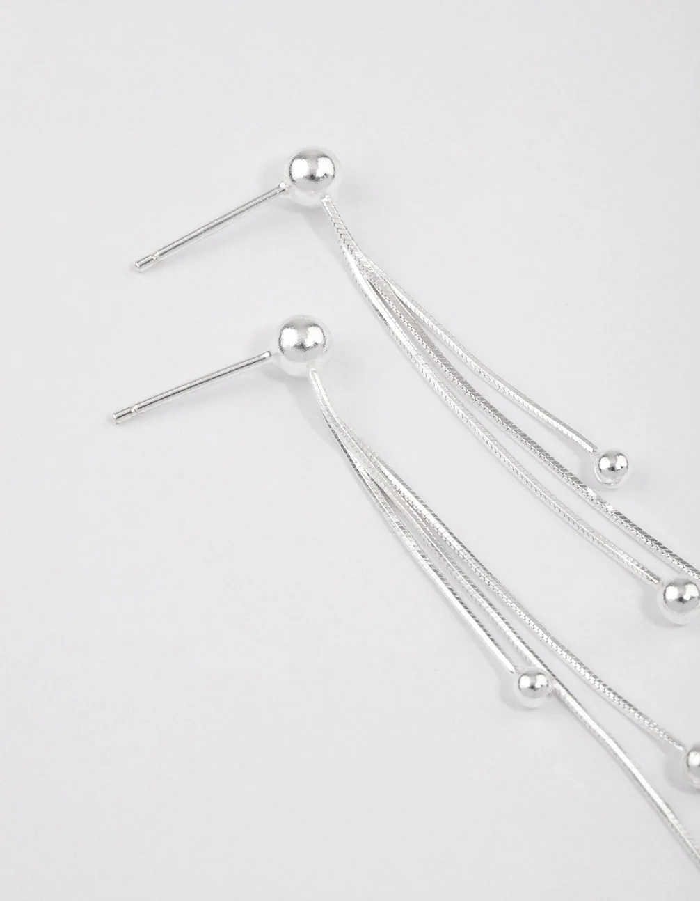 Sterling Silver Dangle Chain Ball Drop Earrings