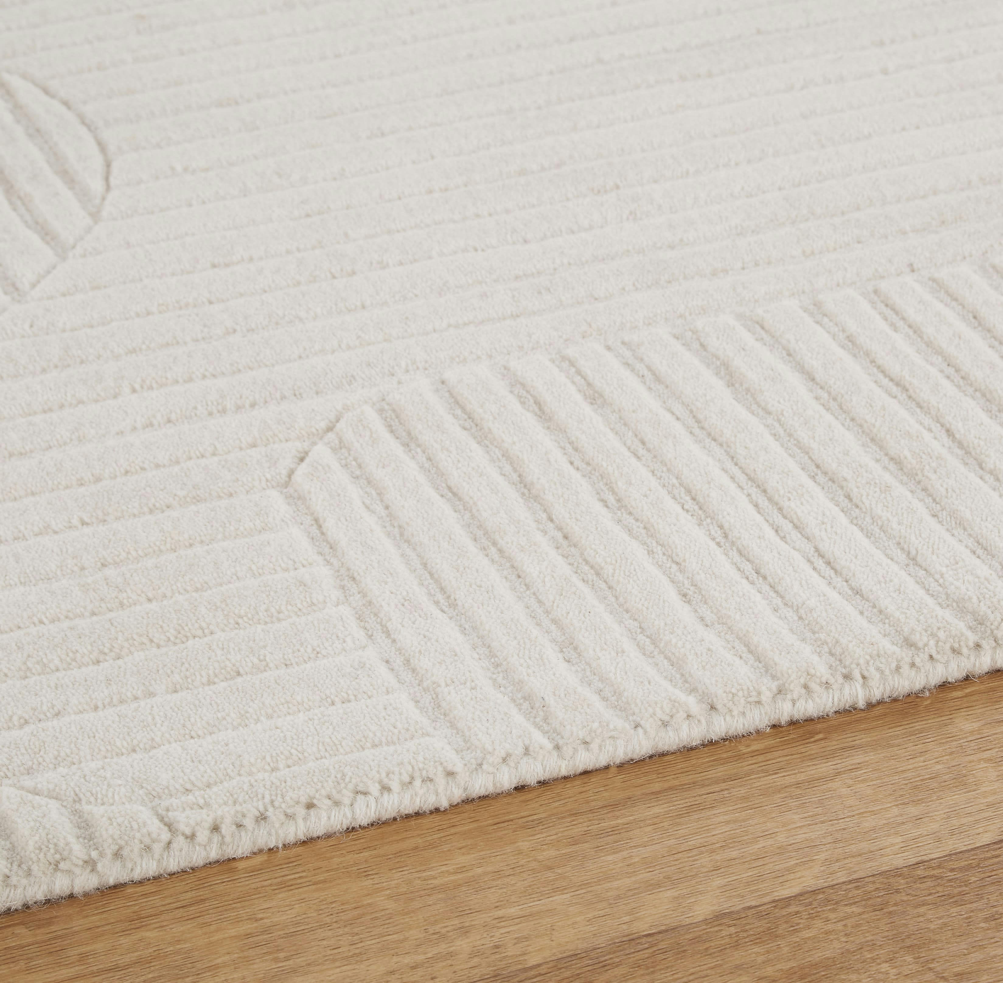 ELIAS - Tapis en laine ciselée et tuftée blanche 160x230