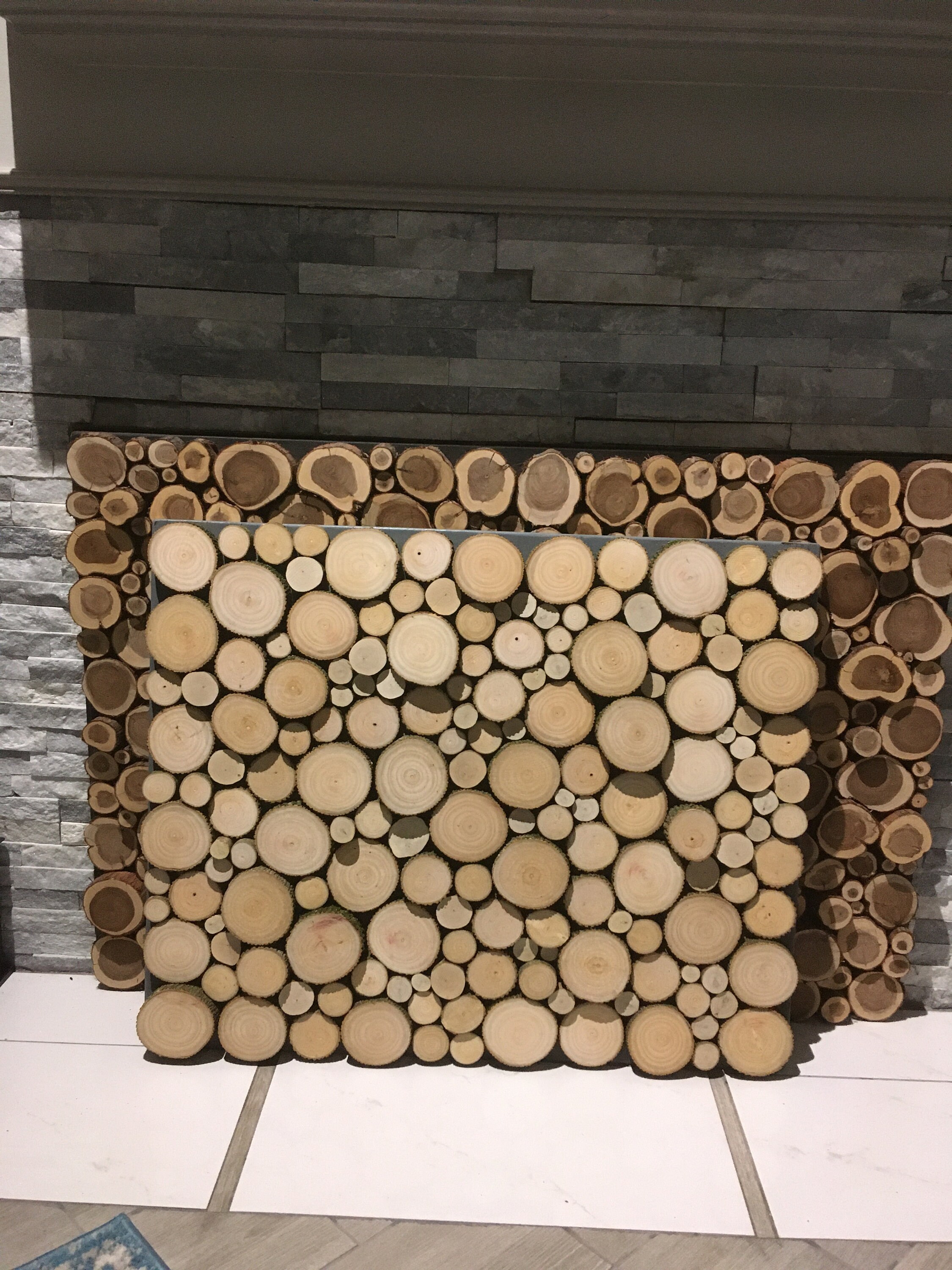 Fireplace Cover Screen Insert - Light Wood Only