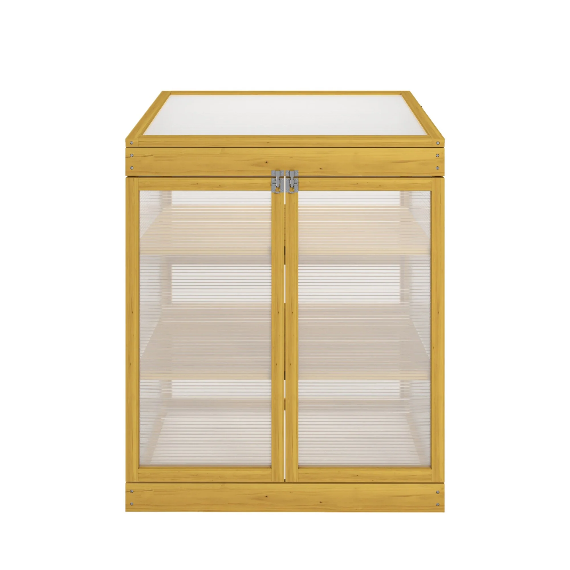 Wooden Cold Frame Garden Shed Balcony Shed Greenhouse with Double Adjustable Shelves & Foldable Top Lid
