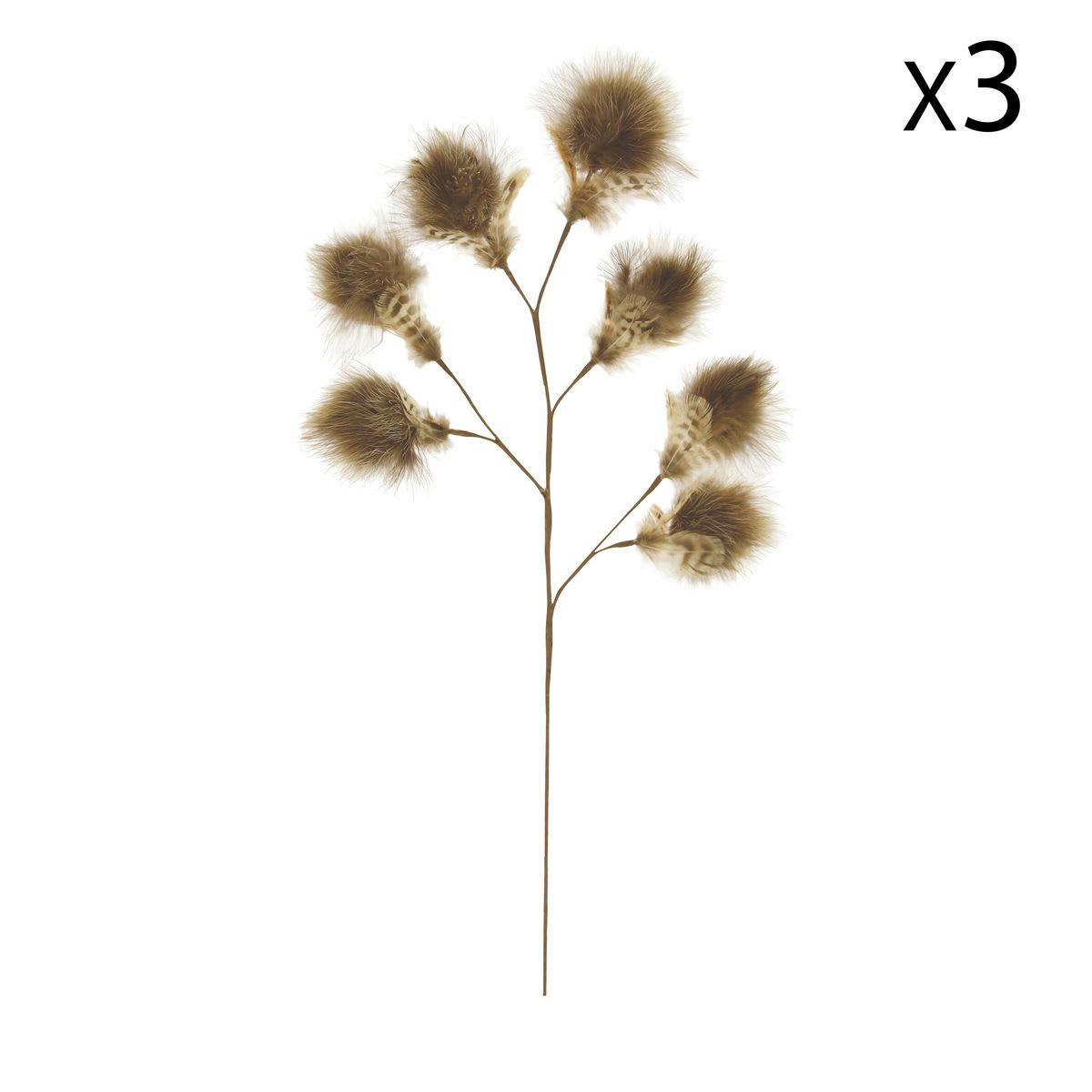 - Set de 3 fleurs en plumes de faisan h70cm