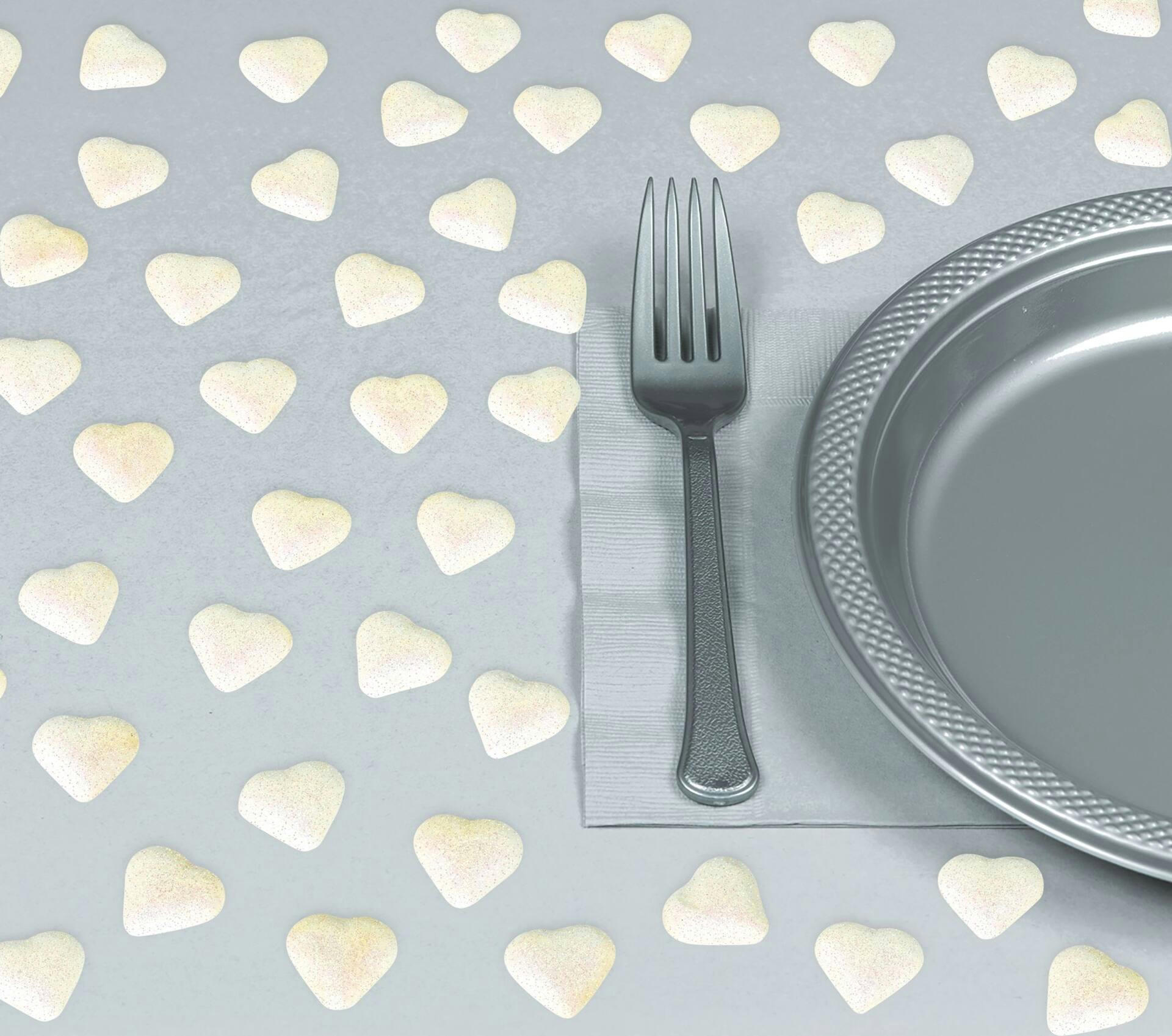 Glitter White Hearts Table Scatter, 40-ct