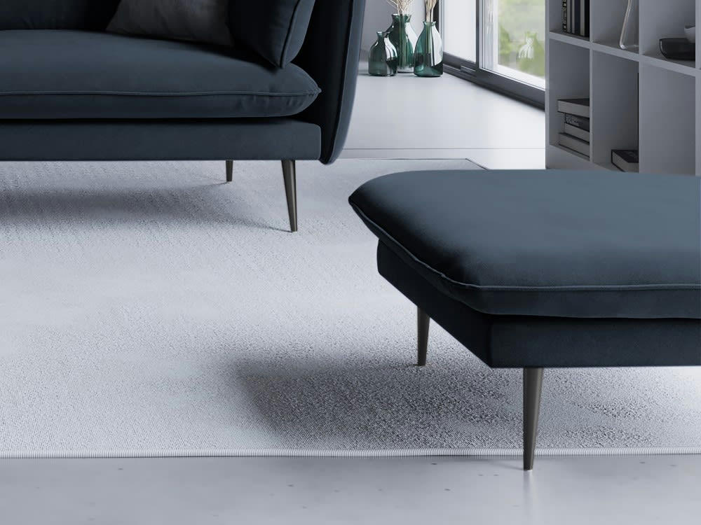 AGATE - Pouf en velours bleu foncé