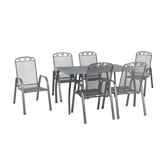 Diningset »Toulouse«, eisengrau, Metall, 6 Sitzplätze