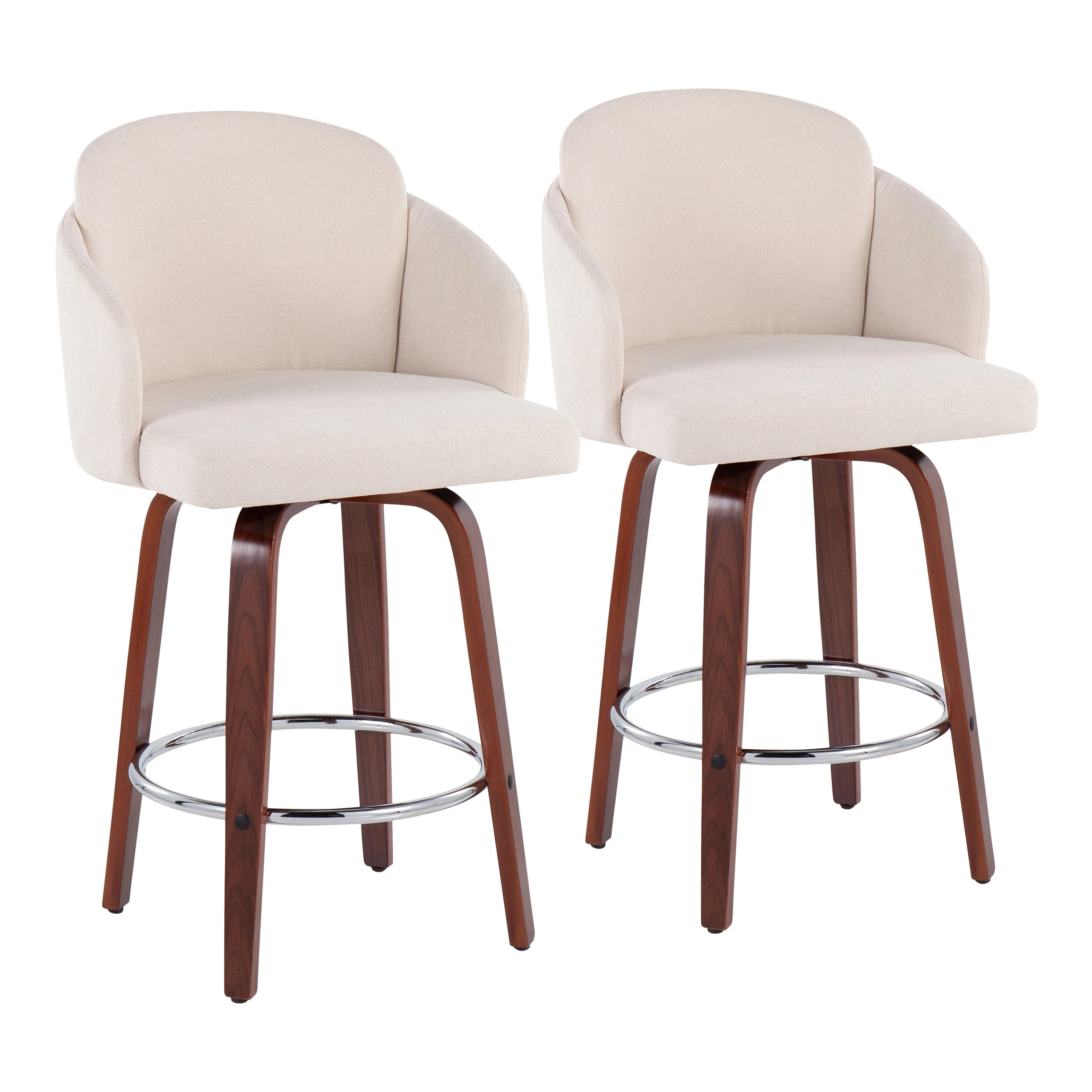 Dahlia Counter Stool with Walnut Wood (Set of 2)