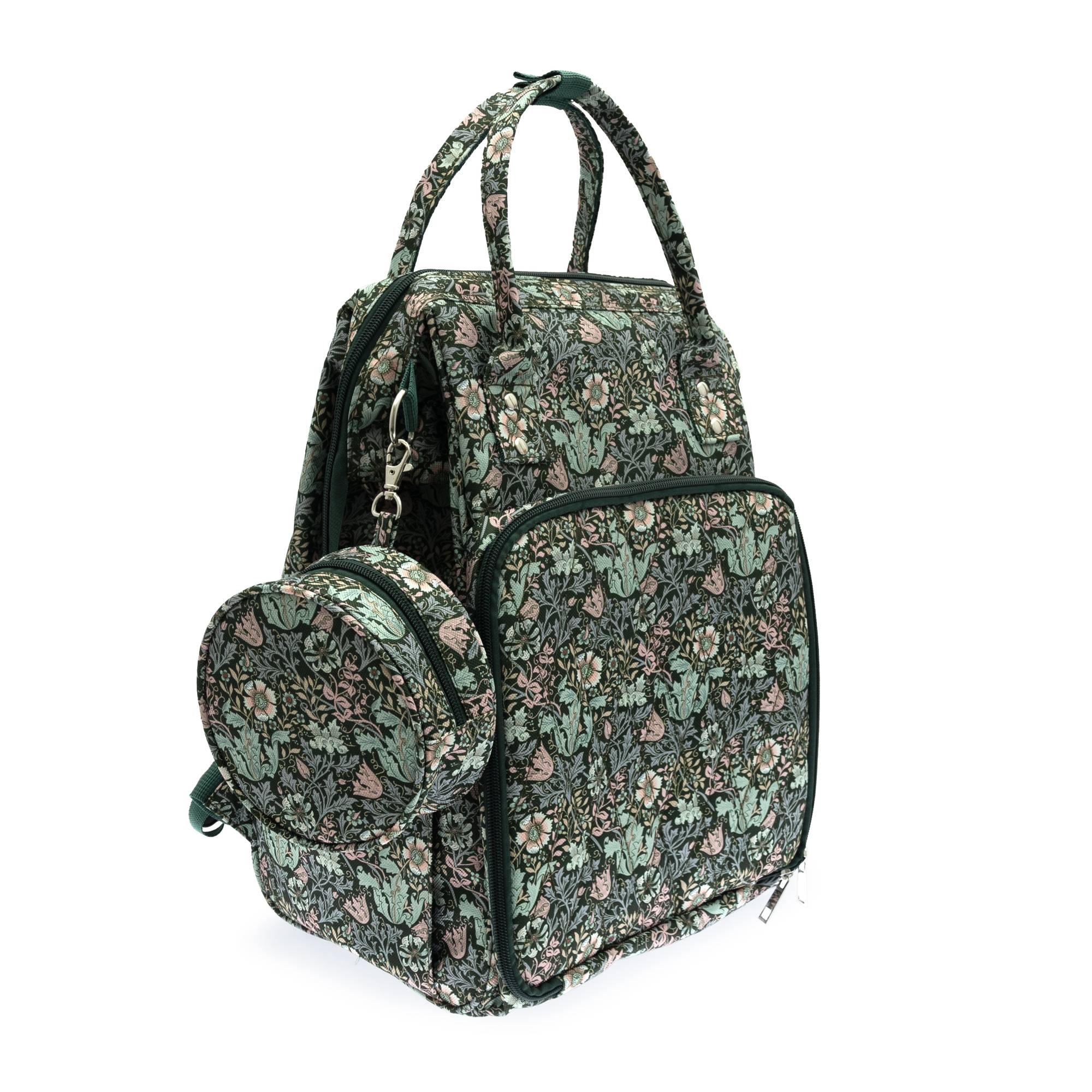Floral Wood Block Rucksack Craft Bag