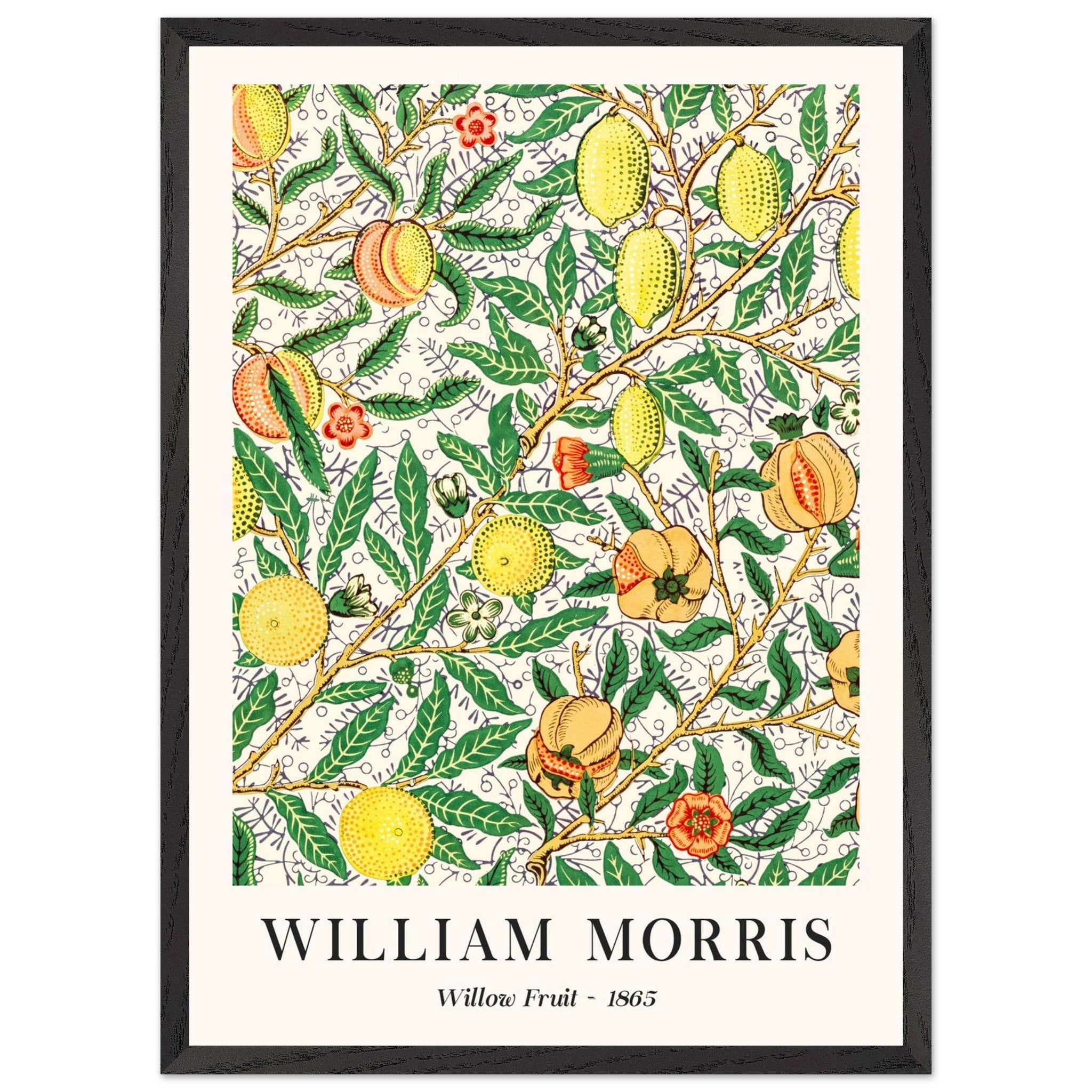 Artfulprints Poster met Lijst William Morris - Willow fruit  - 50x70 cm - Groen